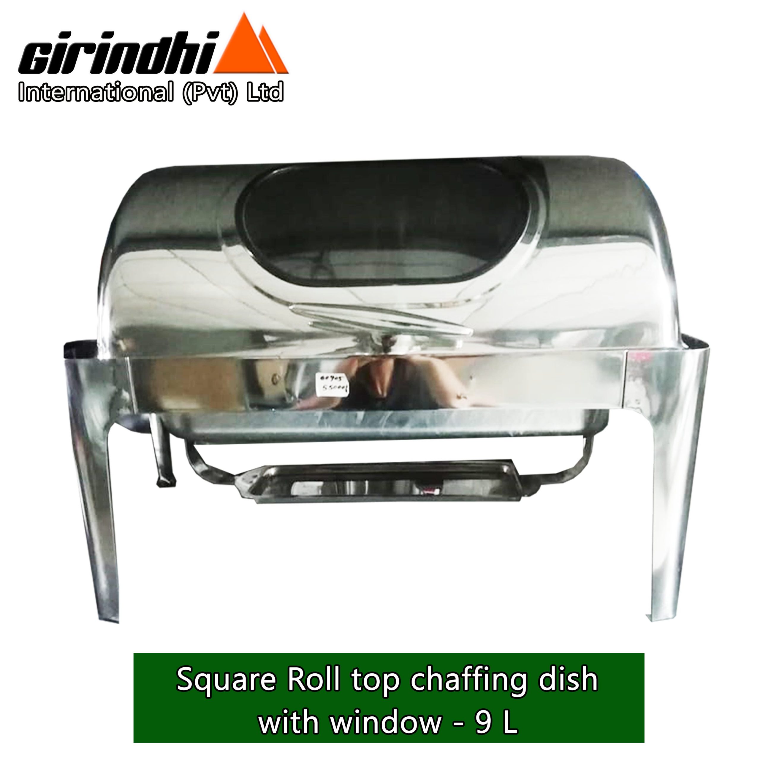 Square Roll Top Chafing Dish With Window (Stainless Steel) -9L