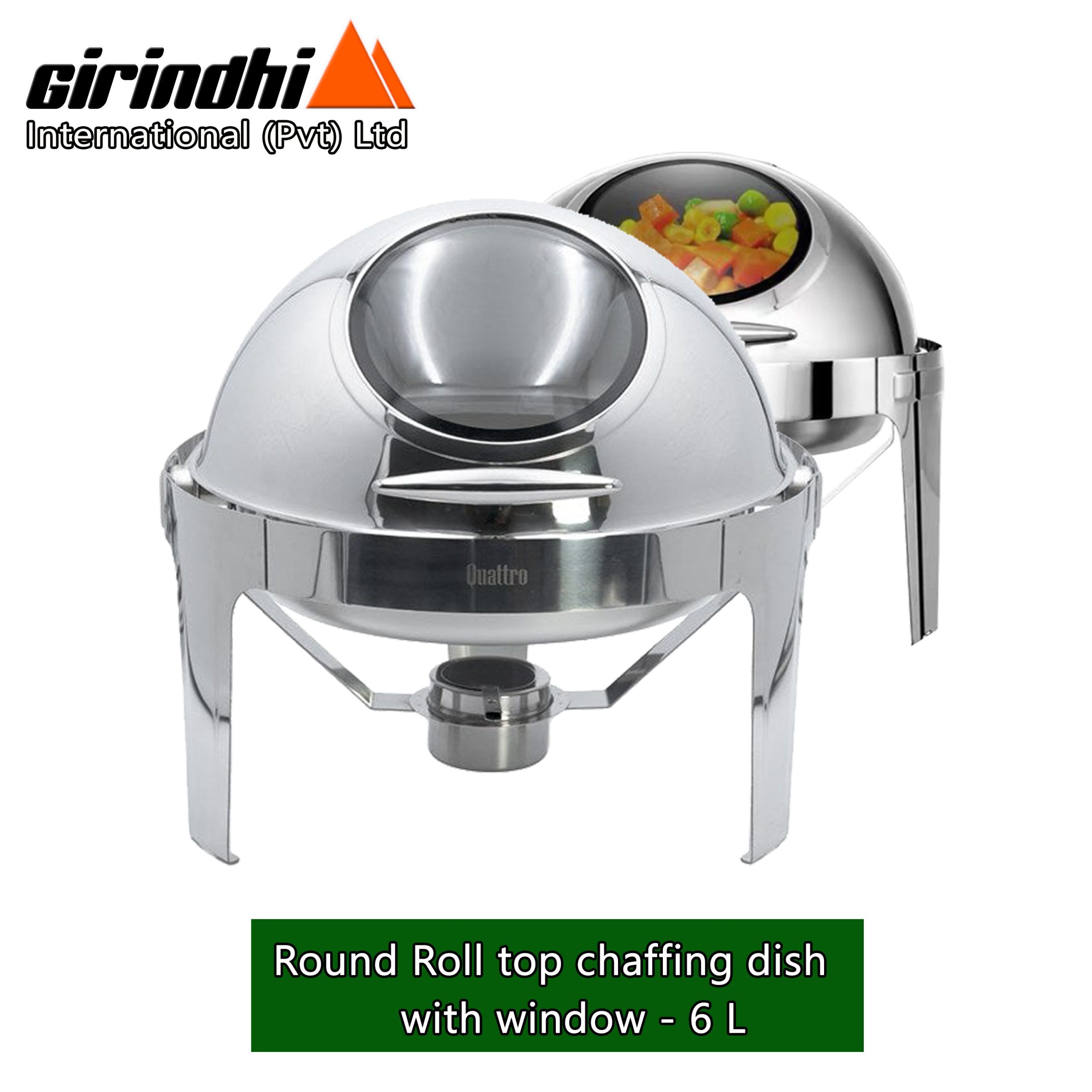 Round Roll Top Chafing Dish With Window (Stainless Steel) -6L