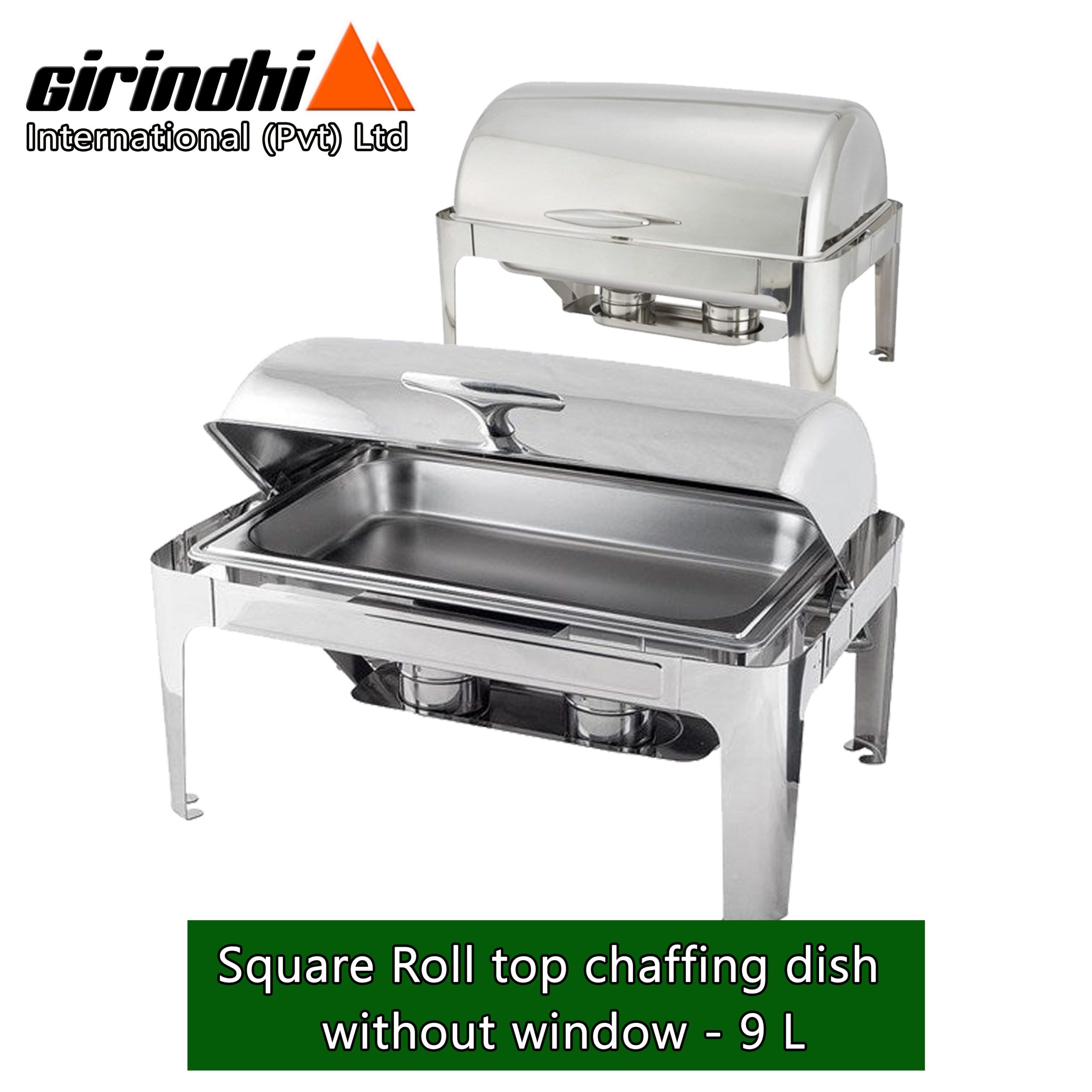 Square Roll Top Chafing Dish Without Window (Stainless Steel) -9L